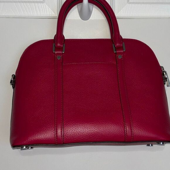 Michael Kors MK Bedford Legacy Dome Satchel Purse Bag Red pebbled leather - Picture 6 of 10